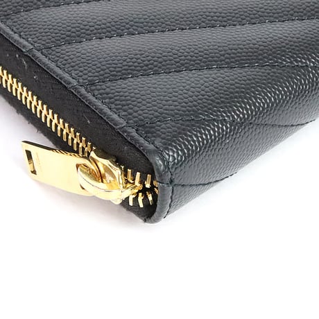 SAINT LAURENT PARIS Cassandra Zip-around Long Wallet Quilted Leather Black #19878