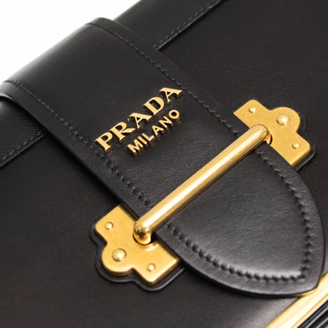 PRADA Cahier Shoulder Bag Saffiano Leather Black #76055