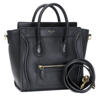 CELINE Nano Luggage Tote Bag Leather Black #75599