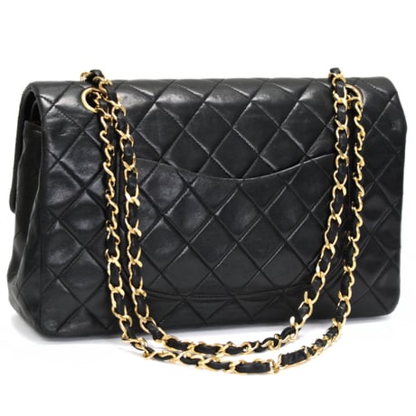 CHANEL Classic 25 Medium Double Flap Bag Quilted Lambskin Black #75010