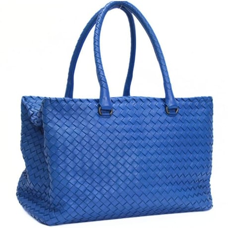 BOTTEGA VENETA Brick Handbag Intrecciato Leather Blue #76532