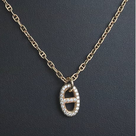 HERMES Chaine d'Ancre Farandole PM Necklace 18K Pink Gold Diamonds＃19569