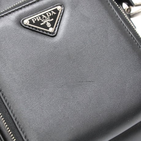 PRADA Front Pocket Crossbody Bag Leather Black 2VH168 ＃75628