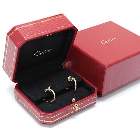 Cartier Juste un Clou Hoop Pierced Earrings Small Paved with Diamonds 18K Yellow Gold ＃19811