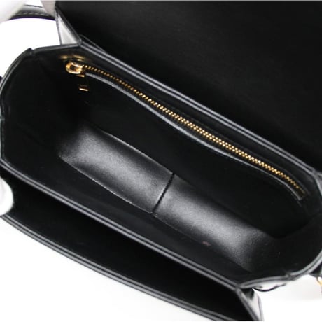 CELINE Teen Triomphe Shoulder Bag Calf Leather Black #20275