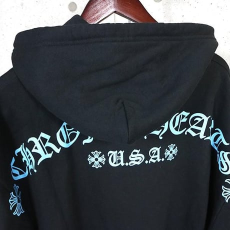 Chrome Hearts, Unused, Friends & Family Exclusive, Blue Glitter Floral Cross Pullover Hoodie #103730