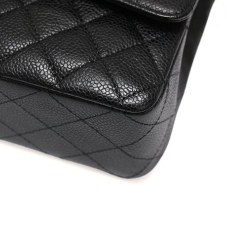 CHANEL Classic 25 Medium Double Flap Bag Quilted Caviar Black ＃76364