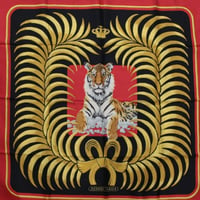 HERMES Carre 90 Silk 100% Scarf Stole "Tiger Royal" #76424