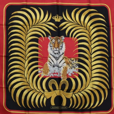 HERMES Carre 90 Silk 100% Scarf Stole "Tiger Royal" #76424