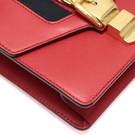 GUCCI Mini Sylvie Web Shoulder Bag Leather Red #76204