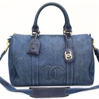 CHANEL Timeless CC Duffle Bag Denim Indigo Blue #75612