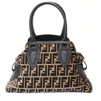 FENDI Chef de Jour Handbag Tobacco Zucca Leather Brown ＃75749