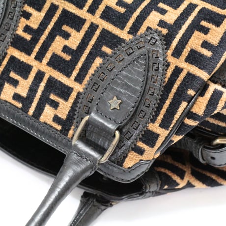 FENDI Chef de Jour Handbag Tobacco Zucca Leather Brown ＃75749