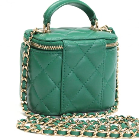 CHANEL Mini Vanity Bag with Chain Quilted Lambskin Green #7636