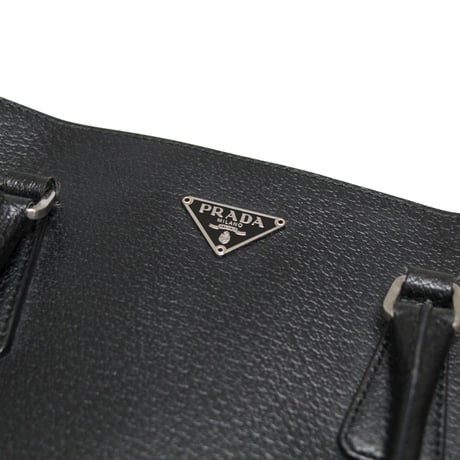 PRADA Triangle-Logo Tote Bag Leather Black #75788