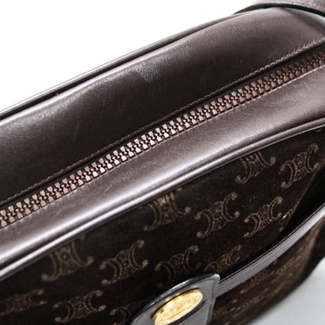 CELINE Vintage Shoulder Bag Triomphe Suede Brown #75266
