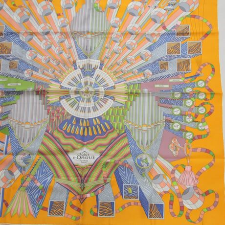 HERMES Carre 90 Silk 100% Scarf Stole "POINT D’ORGUE" #76495
