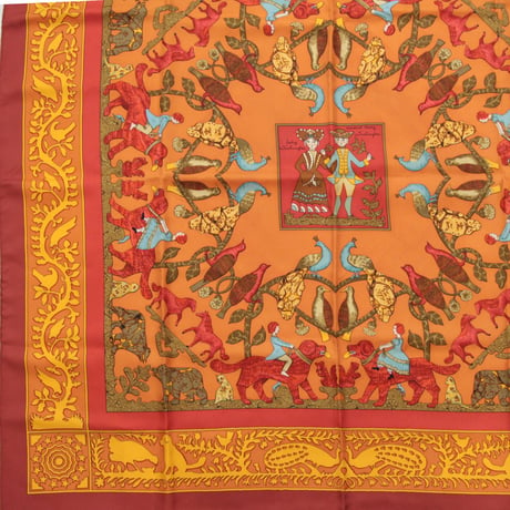 HERMES Carre 90 Silk 100% Scarf Stole "EARLY AMERICA" #76524