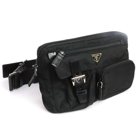 PRADA Triangle Logo Crossbody Bag Nylon Leather Black BM0008 ＃19848