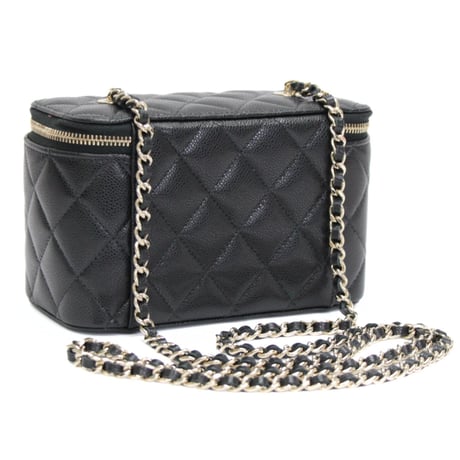 CHANEL Small Vanity Bag with Chain Quilted Caviar Black #76809