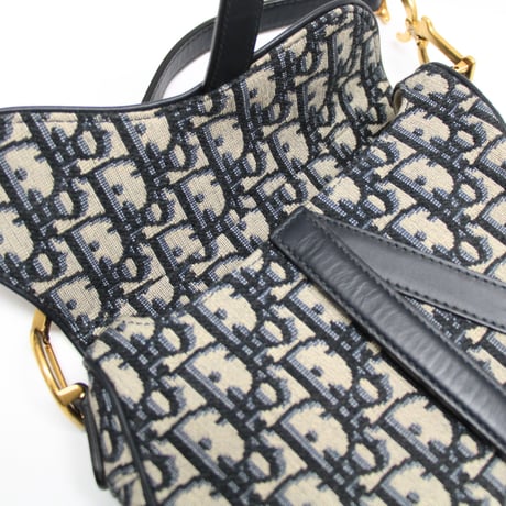 Christian Dior Small Saddle Bag Oblique Canvas Navy #76059