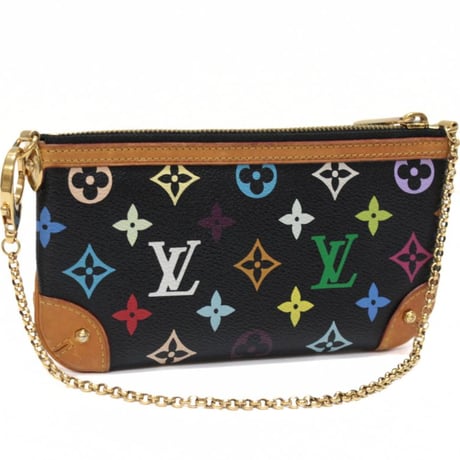 Louis Vuitton x Murakami Pochette Milla MM Pouch Monogram Multicolor Black M60097 #75422