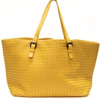 BOTTEGA VENETA Cesta Tote Bag Intrecciato Leather Yellow #76047