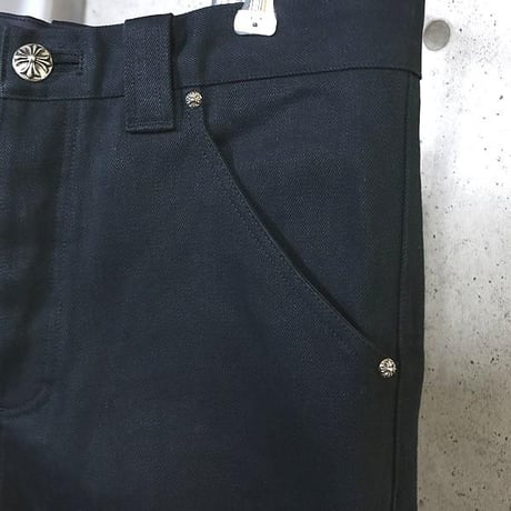 Chrome Hearts Brand New Street Sweeper Cross Button Black Denim Pants #103949