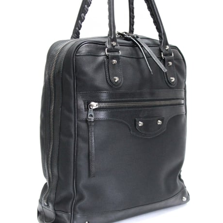 BALENCIAGA Briefcase Nylon Leather Black ＃76408