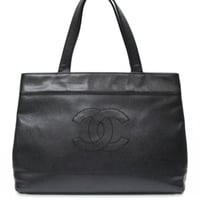 CHANEL CC Logo Tote Bag Caviar Black ＃76246