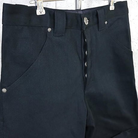 Chrome Hearts Brand New Street Sweeper Cross Button Black Denim Pants #103949