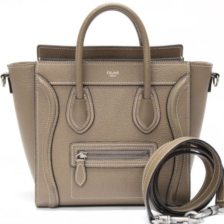 CELINE Nano Luggage Tote Bag Leather Greige #76506