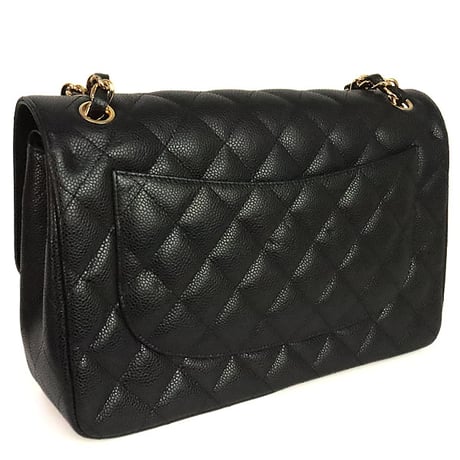 CHANEL Classic 30 Jumbo Double Flap Bag Quilted Caviar Black ＃20227