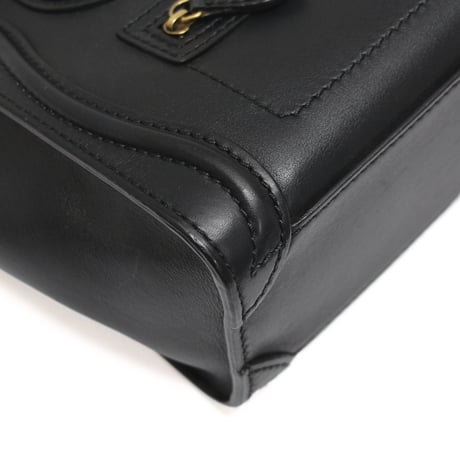 CELINE Nano Luggage Tote Bag Leather Black #75599