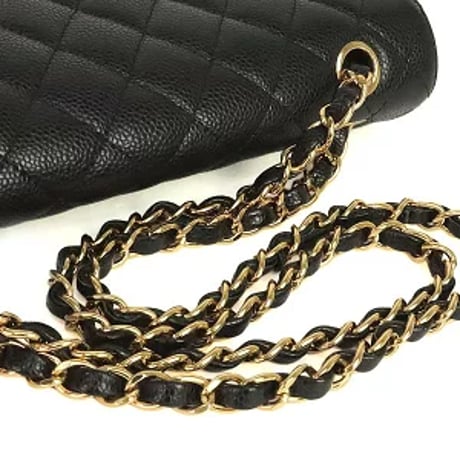 CHANEL Classic 25 Medium Double Flap Bag Quilted Caviar Black ＃20223