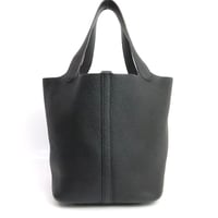 HERMES Picotin Lock MM Handbag Taurillon Clemence Leather Black #19769