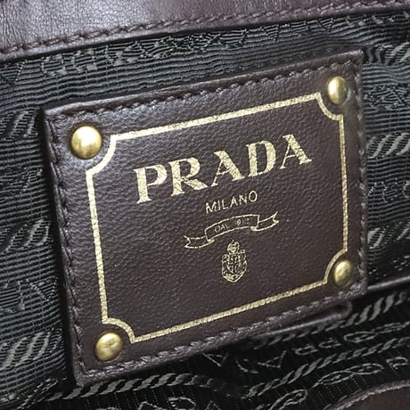 PRADA Handbag Tessuto Gaufre Gathered Nylon Leather Khaki ＃19820