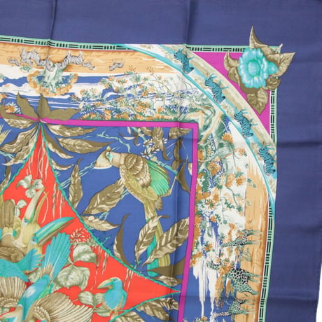 HERMES Carre 90 Silk 100% Scarf Stole "TROPIQUES" #76423