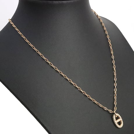 HERMES Chaine d'Ancre Farandole PM Necklace 18K Pink Gold Diamonds＃19569