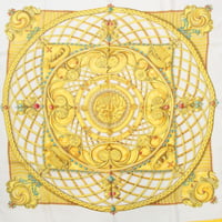 HERMES Carre 90 Silk 100% Scarf Stole "Monnaieset Symboles des pavisii" #76417