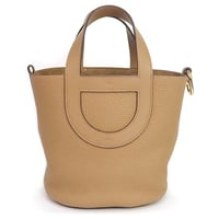 HERMES In the loop 18 Handbag Taurillon Clemence Leather Biscuit #19944