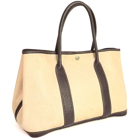 HERMES Garden Party PM Tote Bag Toile H Canvas Maron＃20219