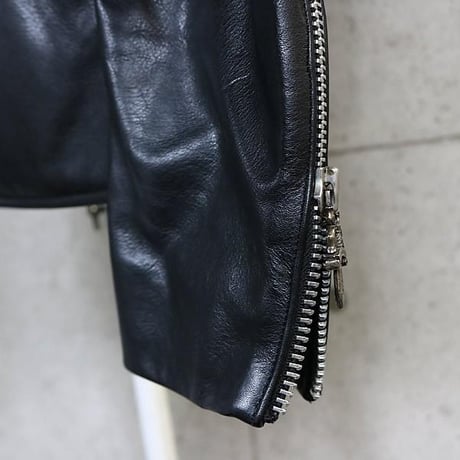 Chrome Hearts Basic Moto Leather Biker Riders Jacket Black  ＃103804