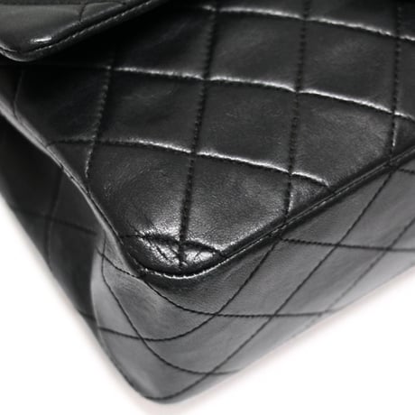 CHANEL Classic 25 Medium Double Flap Bag Quilted Lambskin Black #75010