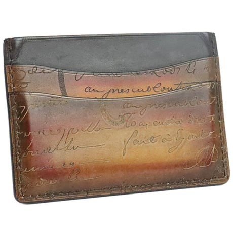 Berluti Bamboo Calligraphy Scritto Venezia Leather Card Holder #31951
