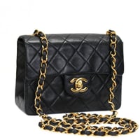 CHANEL Mini Square Flap Bag Quilted Lambskin Black #76635