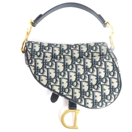 Christian Dior Small Saddle Bag Dior Oblique Canvas Navy ＃19840