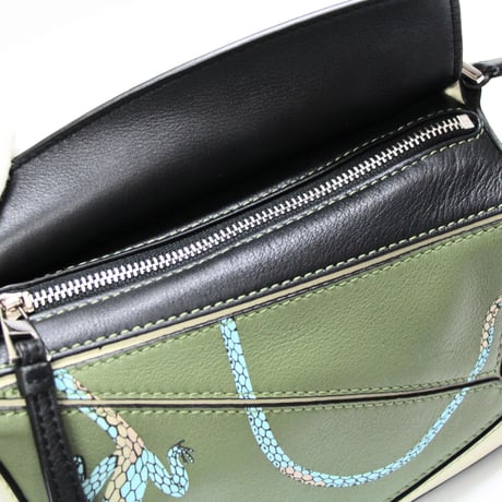 LOEWE x Paula's Ibiza Mini Puzzle Bag Leather Green #75903