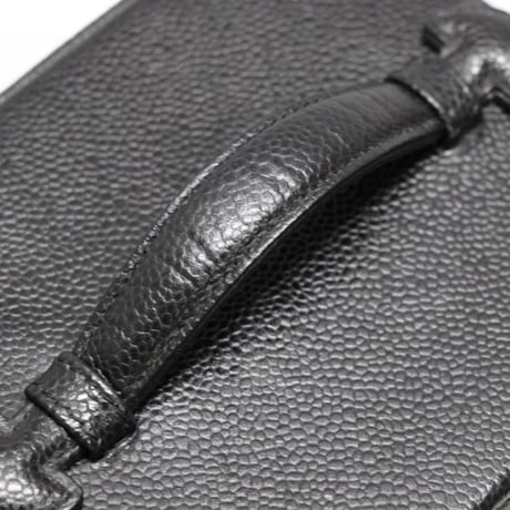 CHANEL CC Logo Vanity Bag Caviar Black #76476