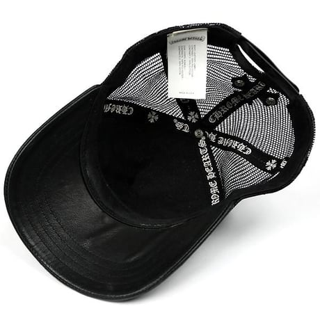 Chrome Hearts Cemetery Cross Leather Patch Mesh Trucker Hat Cap Black #104249